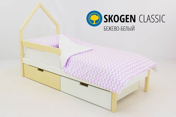 Кровать-домик мини Skogen бежево-белый в Тюмени - изображение