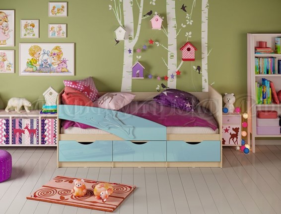 Детская кровать Дельфин, Голубой глянец 80х180 в Заводоуковске - изображение
