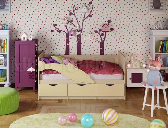 Кровать в детскую Дельфин-1, Ваниль матовый 80х160 в Заводоуковске - изображение