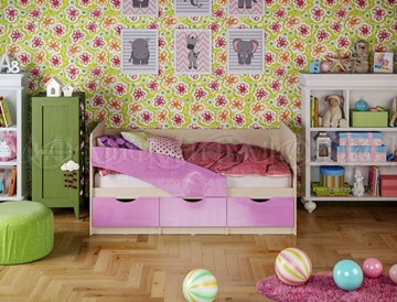Кровать в детскую Бабочки 800*1600, Сиреневый глянец в Заводоуковске
