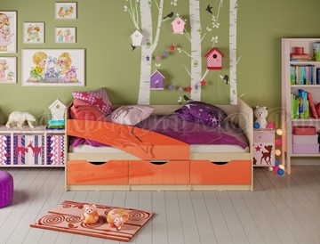 Детская кровать Дельфин, Оранжевый глянец 80х180 в Заводоуковске