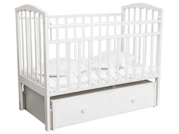 Кроватка детская Золушка 7, 60х120, массив березы, цвет белый в Заводоуковске - изображение