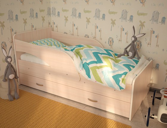 Кровать с ящиками Максимка, цвет Млечный дуб в Заводоуковске - изображение
