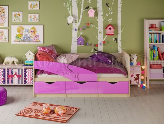 Детская кровать Дельфин, Сиреневый глянец 80х180 в Заводоуковске - изображение