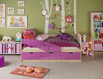 Детская кровать Дельфин, Фиолетовый глянец 80х160 в Заводоуковске