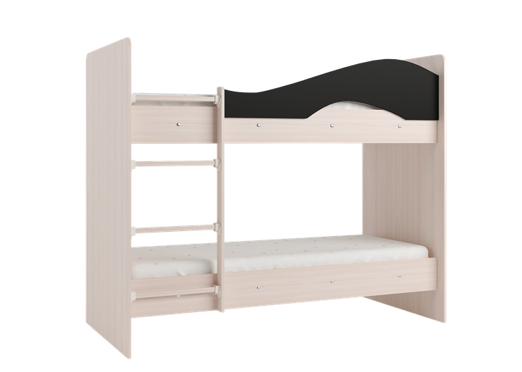 Детская  двухъярусная кровать Мая с 2 ящиками на щитах, корпус Млечный дуб, фасад Венге в Тобольске - изображение 3