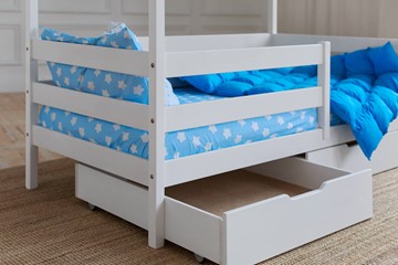 Детская двухэтажная кровать Домик с ящиками, цвет белый в Заводоуковске - предосмотр 3