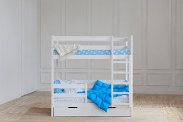 Детская двухъярусная кровать без крыши с ящиками, цвет белый в Заводоуковске - предосмотр