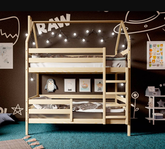 Детская 2-этажная кровать Домик, без покраски в Тобольске