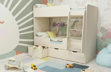 Детская двухэтажная кровать Малыш двойняшка 70х160, корпус Дуб молочный, фасад Дуб молочный в Ишиме