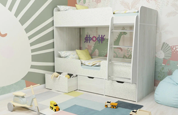 Двухэтажная детская кровать Малыш двойняшка 70х160, корпус Винтерберг, фасад Фейритейл в Тюмени - предосмотр