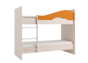 Двухэтажная кровать Мая на щитах со шкафом и ящиками, корпус Млечный дуб, фасад Оранжевый в Тюмени - предосмотр 2