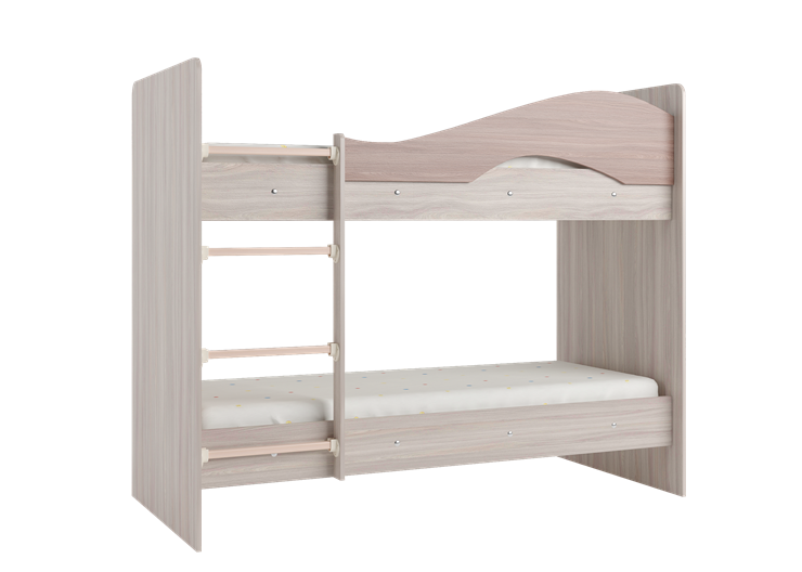 Детская 2-ярусная кровать Мая на щитах со шкафом и ящиками, корпус Шимо светлый, фасад Шимо темный в Тюмени - изображение 3