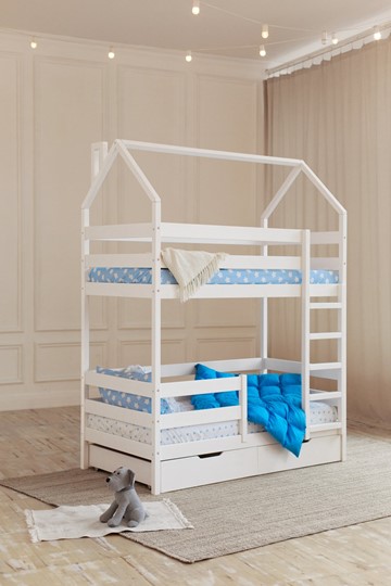 Детская двухэтажная кровать Домик с ящиками, цвет белый в Ишиме - изображение 6