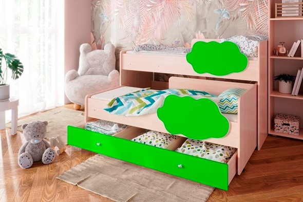 Двухэтажная детская кровать Соник 1.6 с ящиком, Лайм в Тюмени - изображение