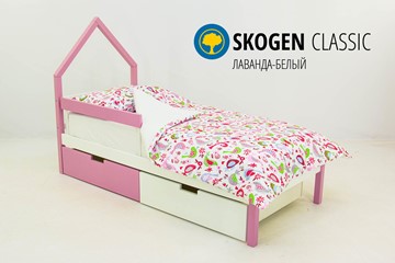 Кровать-домик в детскую мини Skogen белый-лаванда в Заводоуковске