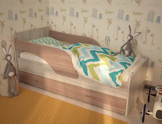 Кровать детская Максимка, корпус Шимо светлый, фасад Шимо темный в Тюмени - изображение