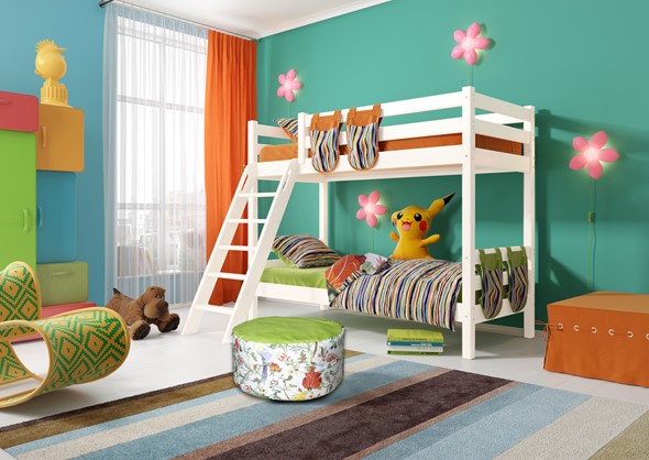 Детская 2-х ярусная кровать Соня, Вариант 10 Белый в Тобольске - изображение