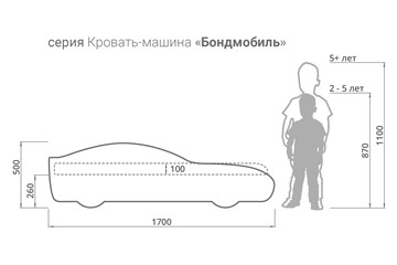 Кровать-машина детская Бондимобиль белый в Заводоуковске - предосмотр 5
