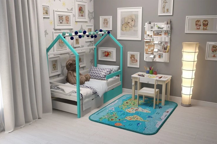 Детская кровать-домик Svogen мятный-белый в Заводоуковске - изображение 6
