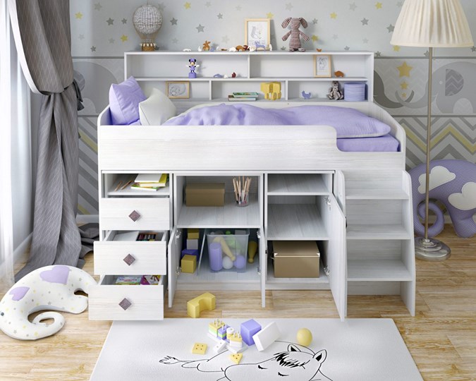 Кровать-чердак в детскую Малыш-5, цвет Винтерберг в Ишиме - изображение 3