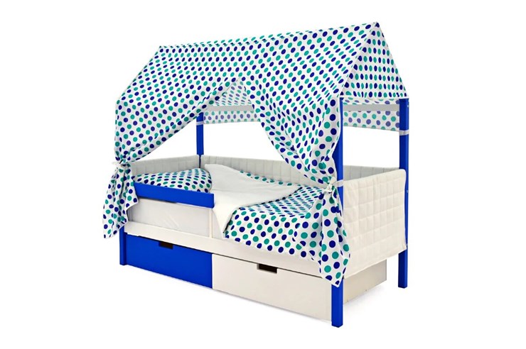 Кровать-домик детская «Svogen сине-белый» мягкая в Тюмени - изображение 1