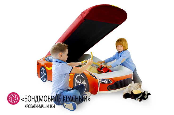 Кровать-машина в детскую Бондимобиль красный в Тюмени - изображение 1