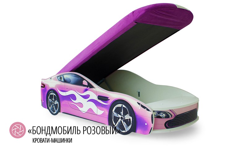Кровать-машина в детскую Бондимобиль розовый в Заводоуковске - изображение 1