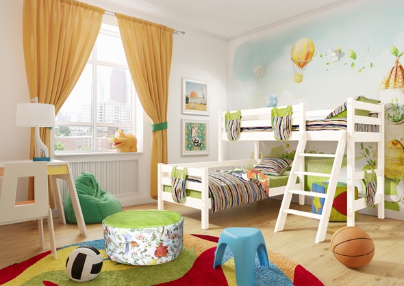 Детская кровать двухъярусная угловая Соня, Вариант 8 Белый в Заводоуковске - изображение