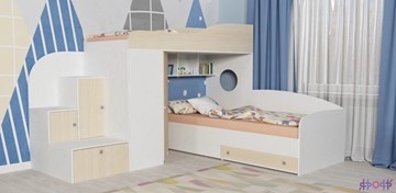 Детская кровать-шкаф Кадет-2, корпус Белое дерево, фасад Дуб в Заводоуковске