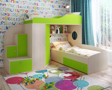 Детская кровать-шкаф Кадет-2, корпус Дуб, фасад Лайм в Заводоуковске