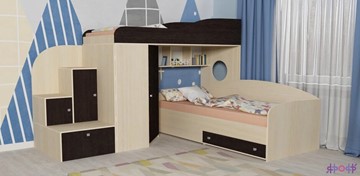 Детская кровать-шкаф Кадет-2, корпус Дуб, фасад Венге в Тюмени