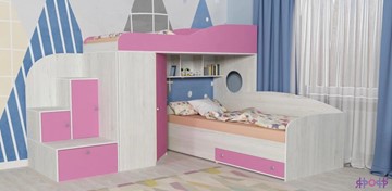 Детская кровать-шкаф Кадет-2, корпус Винтерберг, фасад Розовый в Тюмени