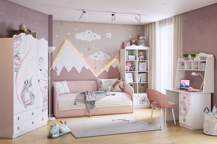 Кровать в детскую 0.9 Бест (Софа), нежно-розовый (велюр) в Заводоуковске - изображение 7