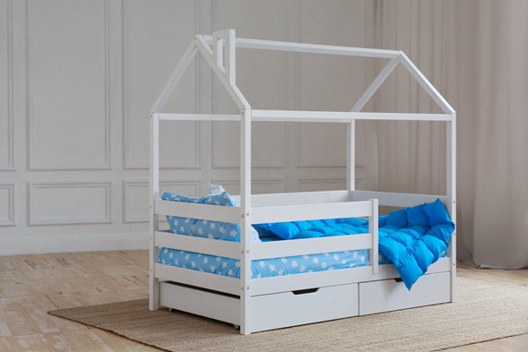 Детская кровать Домик с ящиками, цвет белый в Заводоуковске - изображение