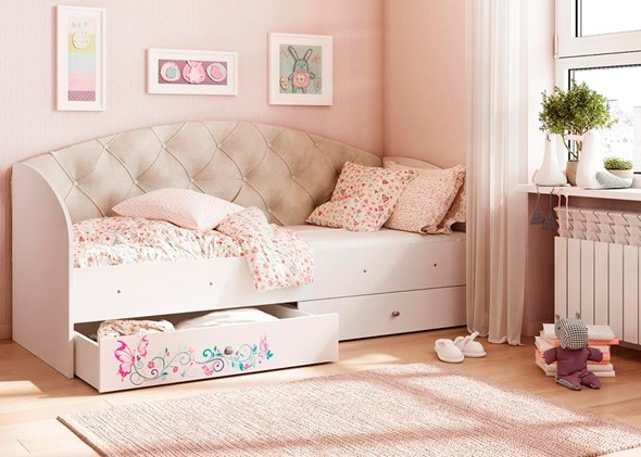 Кровать детская Эльза без бортика, Бежевый (латы) в Заводоуковске - изображение