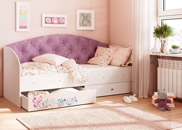 Детская кровать Эльза без бортика, Фиолетовый (латы) в Тюмени