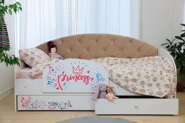 Односпальная детская кровать Эльза с бортиком, Бежевый (щиты) в Тюмени - предосмотр 5