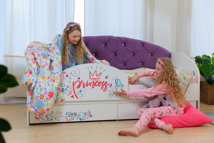 Детская кровать Эльза с бортиком, Фиолетовый (латы) в Заводоуковске - изображение 4