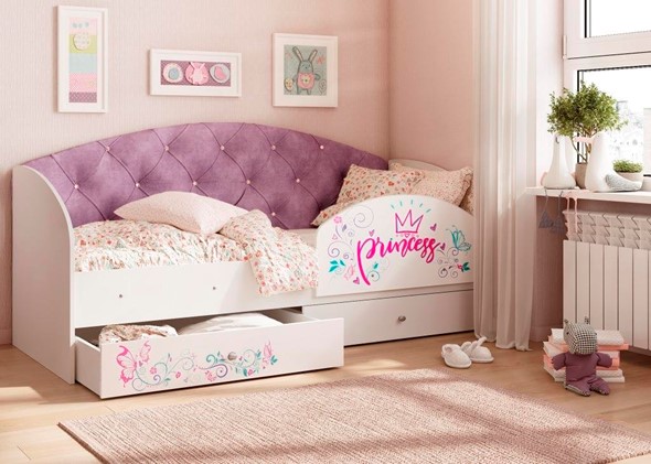 Детская кровать Эльза с бортиком, Фиолетовый (латы) в Заводоуковске - изображение