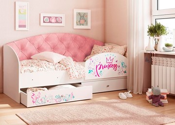 Односпальная детская кровать Эльза с бортиком, Розовый (латы) в Тобольске