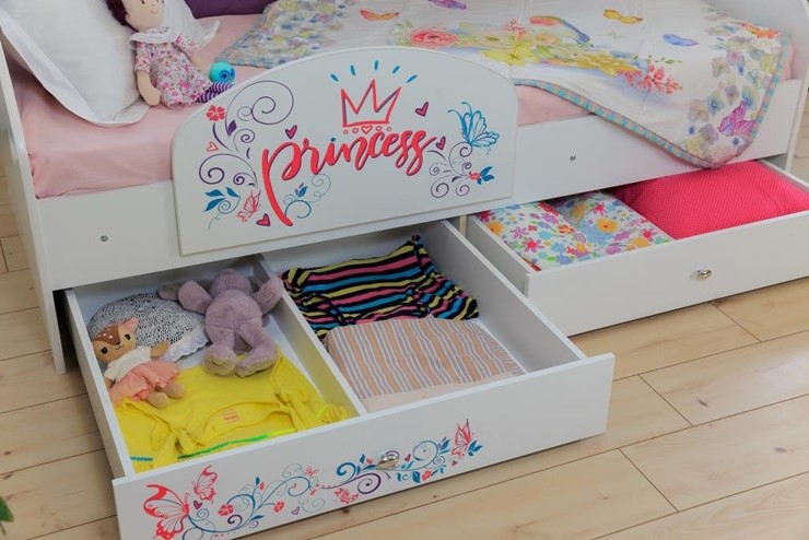 Детская кровать с ящиками Эльза с бортиком, Розовый (щиты) в Заводоуковске - изображение 6