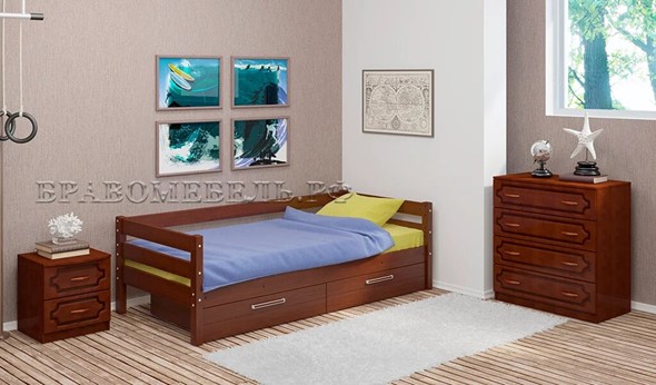 Кровать в детскую Глория с ящиками(Орех) в Заводоуковске - изображение