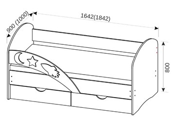Кровать в детскую Космос 1600х800 с бортиком, без ящиков в Тюмени - предосмотр 2
