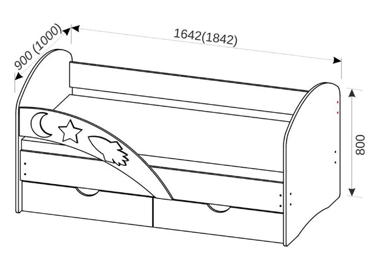 Кровать в детскую Космос 1800х900 с бортиком, без ящиков в Тюмени - изображение 2