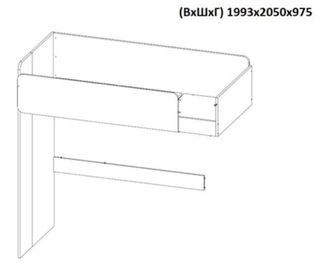 Кровать-чердак с письменным столом и шкафом POLINI Kids Simple Белый / Серый в Заводоуковске - изображение 8