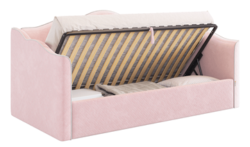 Кровать детская с подъемным механизмом Лея (Софа) 90х200 (нежно-розовый (велюр)/галька (велюр)) в Тюмени - предосмотр 3