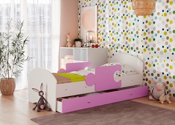 1-спальная детская кровать Мозайка, корпус Белый/фасад Ирис (ламели) в Заводоуковске