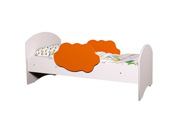 Односпальная детская кровать Тучка, корпус Белый, фасад Оранжевый в Тюмени