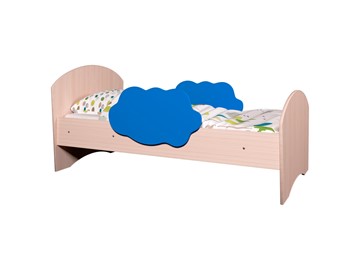 Кровать с бортиками Тучка, корпус Дуб млечный, фасад Синий в Ишиме